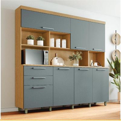 Cozinha 7 Portas 2 Gavetas Nobreza 100 MDF 210CM Carvalho Titanio Nesher Móveis