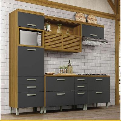 Cozinha 4 Peças Princesa 7 Portas 7 Gavetas MDF Grafite Nesher Móveis