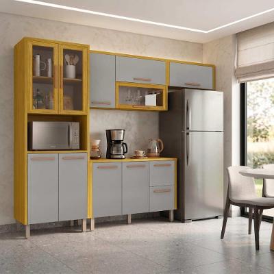 Cozinha 4 Peças Dafne 10 Portas MDF Cinamomo Cinza Acetinado CHF Móveis