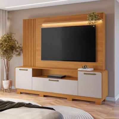 Home Theater Apego para TV 65 200CM MDF com LED 3 Portas Cinamomo Off JCM Movelaria