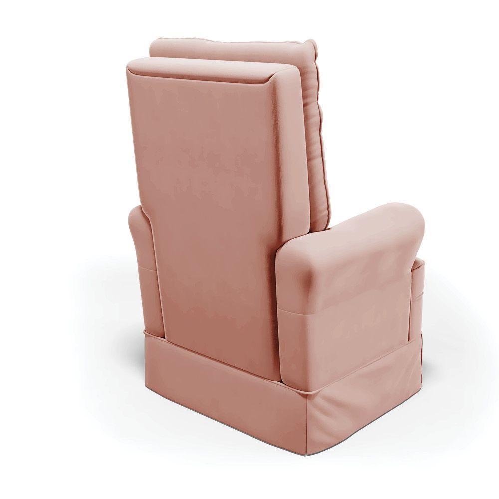 Poltrona De Amamentação Com Balanço E Puff Laura Veludo Base De Madeira - D'rossi Cor Nude - 6