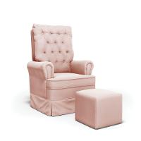 Poltrona De Amamentação Com Balanço E Puff Laura Veludo Base De Madeira - D'rossi Cor Nude - 1