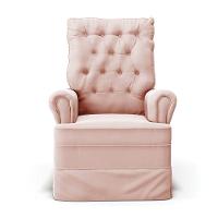 Poltrona De Amamentação Com Balanço E Puff Laura Veludo Base De Madeira - D'rossi Cor Nude - 7
