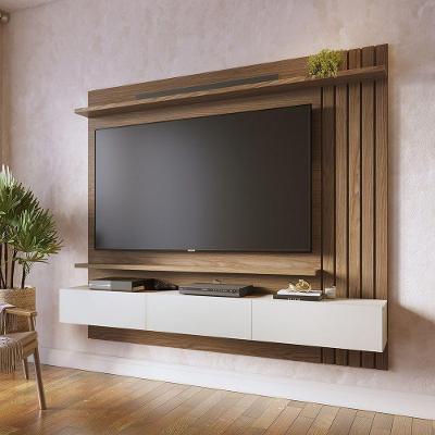 Home Suspenso para TV Juriti 65" 180CM MDP Amêndoa e Off White Matte Colibri Móveis