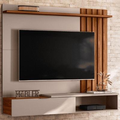 Home Suspenso para TV Home Vegas 65" 160CM MDF-MDP Porta Basculante Nichos Grigio Fosco e Cinamomo