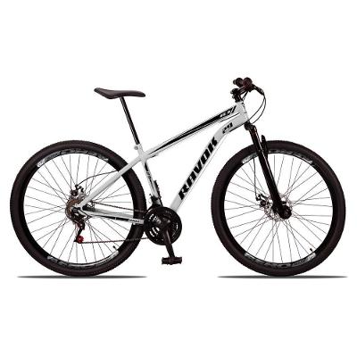 Bicicleta Mountain Bike Aro 29 Aço 21 Marchas Freio a Disco Ravok Branco