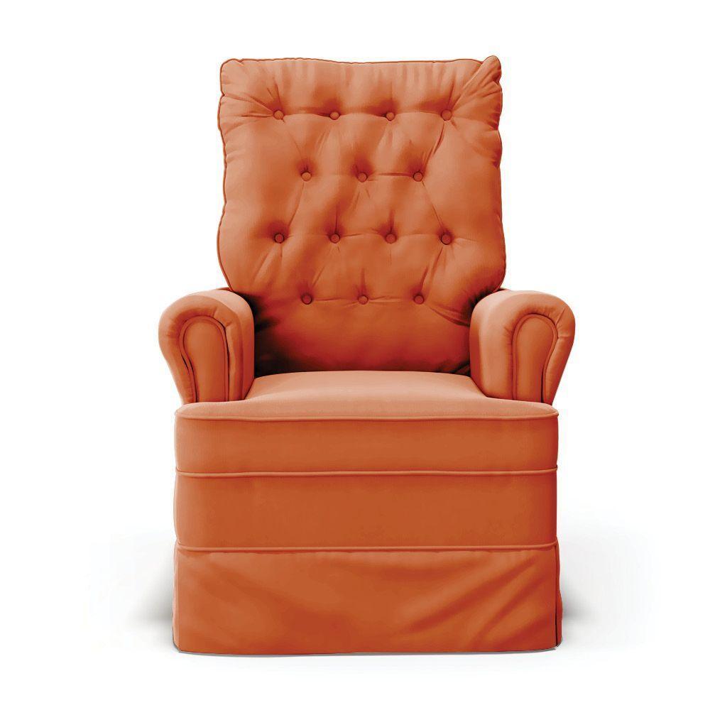 Poltrona De Amamentação Com Balanço E Puff Laura Veludo Base De Madeira - D'rossi Cor Ferrugem - 7