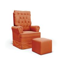 Poltrona De Amamentação Com Balanço E Puff Laura Veludo Base De Madeira - D'rossi Cor Ferrugem - 1