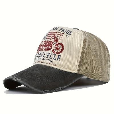 Boné de Beisebol Kestor Truy Vintage Lavado Poliéster Tamanho Único Estampa de Motocicleta Bege