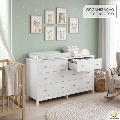 Cômoda Trocador Infantil Dm221infantil 6 Gavetas Branco Ditália Móveis
