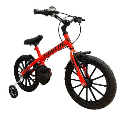 Bicicleta Infantil Aro 16 com Rodinhas e Buzina Laranja Ravok 3 a 7 Anos