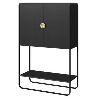 Balcão Bar Luna 2 Portas 2 Prateleiras MDP e Metal 90CM Nero Artesano Móveis
