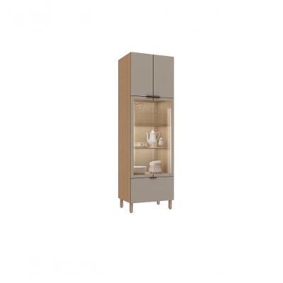 Cristaleira Vitra 4 Portas 4 Prateleiras MDP e MDF Vidro Reflecta Freijó Mocca Uv Marrom Luciane