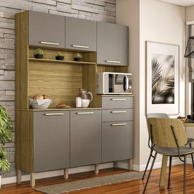 Cozinha Pietra 6 Portas 2 Gavetas MDP Freijó Gris Kit's Paraná