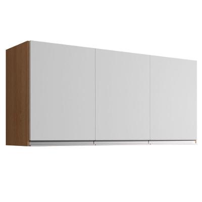Armário Aéreo Juliana 120CM 3 Portas MDF-MDP Porta de Bater Amêndoa AJL Móveis