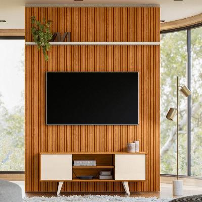 Conjunto Painel e Rack para TV 75 New Horizonte MDP Cinamomo Off White Madetec Móveis