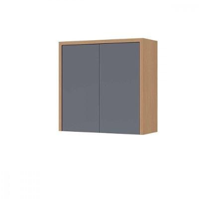 Armário Aéreo de Cozinha Condessa 80CM 2 Portas MDF Carvalho com Titânio Nesher Móveis