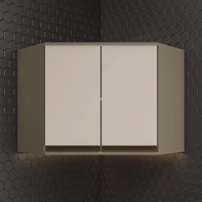 Armário Aéreo de Cozinha Canto Oblíquo Lora 79CM 2 Portas MDF Bater Duna-cristal