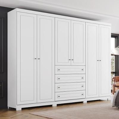 Guarda Roupa Casal Americano 6 Portas 4 Gavetas MDF-MDP Branco HP Móveis Henn