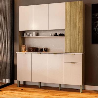 Armário de Cozinha Slow 8 Portas 1 Gaveta MDP Freijó Vanilla Kit's Paraná