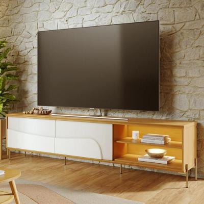 Rack para TV Dante Naturale-Off C05 75 Polegadas 217CM MDF-MDP com Iluminação LED Mpozenato