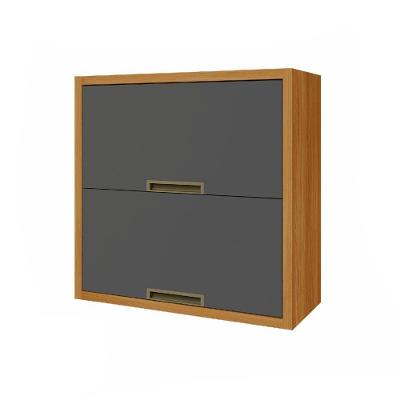 Armário Aéreo de Cozinha Imperatriz 80CM 2 Portas MDF Basculante Grafite Nesher Móveis
