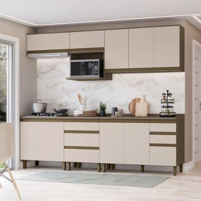 Cozinha Compacta 6 Peças com Tampo para Cooktop Connect 10 Portas 4 Prateleiras MDF Duna e Cristal