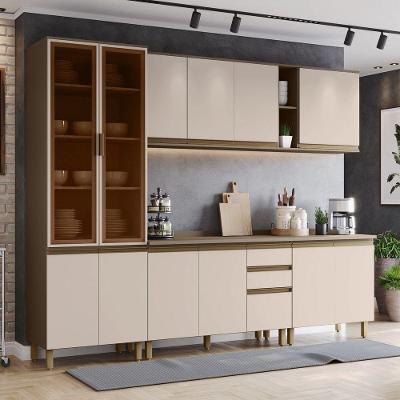Cozinha Compacta 6 Peças com Tampo Connect 13 Portas 9 Prateleiras MDF Duna-cristal