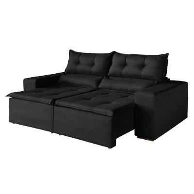 Sofá Monaco 3 Lugares Retrátil e Reclinável 196CM Preto Veludo