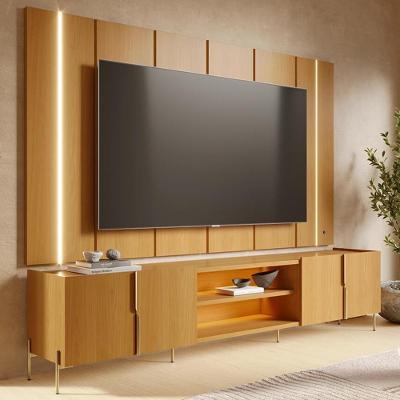 Painel para TV com Rack Gior Naturale C05 75 Polegadas MDF MDP LED Marrom Mpozenato