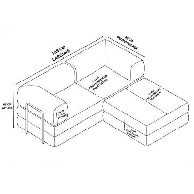 Sofá Cama Compact Air 3 Lugares 188CM Bege Linho Balaqui Decor