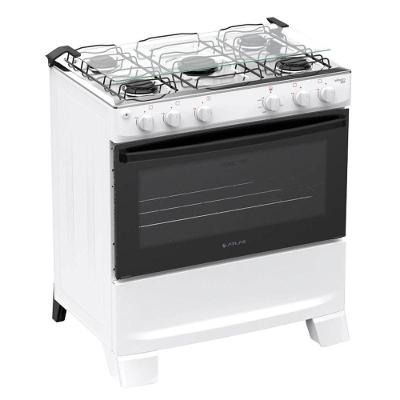 Fogão de Piso 5 Bocas Atlas Mônaco Top Acendimento Automático Branco Bivolt
