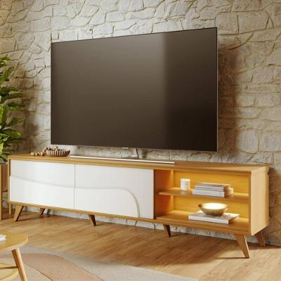 Rack para TV Dante Naturale-off C05 75 Pol 217CM MDF-MDP com Pé Madeira Marrom Mpozenato