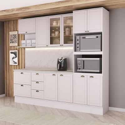 Cozinha Completa com Balcão Milla Smart Clear 10 Portas 5 Gavetas MDF Branco Móveis Carraro