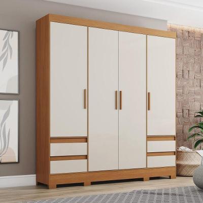 Guarda Roupa Casal B383 4 Portas 4 Gavetas MDP Cinamomo-off White Briz Móveis