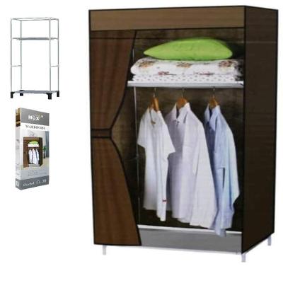 Guarda Roupa Portátil com Arara 2 Prateleiras Cabideiro Preto