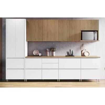 Cozinha Completa Rainha Gourmet 7 Peças C7P01 10 Portas 8 Gavetas MDF Branca-Nature