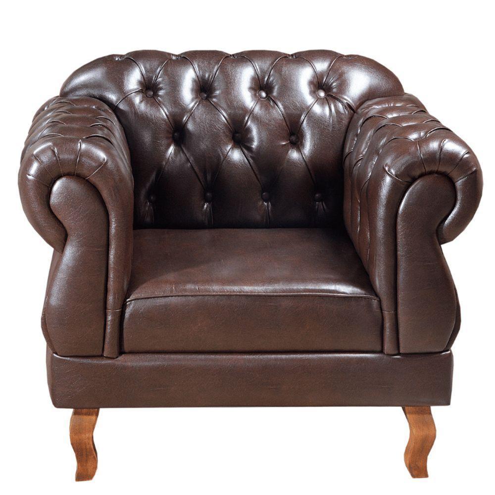 Poltrona Chesterfield Elisabeth Clássica Via Encanto Courano Marrom - 1
