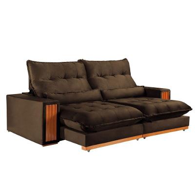 Sofá Retrátil e Reclinável Capri 5 Lugares 290CM Marrom Veludo
