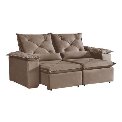 Sofá Retrátil e Reclinável Atenas 3 Lugares 196CM Suede Bege Rei de Casa