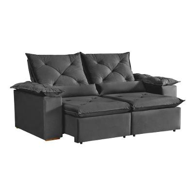 Sofá Retrátil e Reclinável Atenas 3 Lugares 196CM Cinza Suede