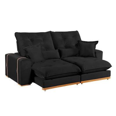 Sofá Milano 3 Lugares Retrátil e Reclinável 230CM Preto Veludo