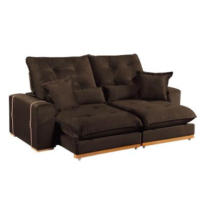 Sofá Milano 3 Lugares Retrátil e Reclinável 230CM Marrom Veludo