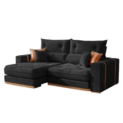 Sofá Montreal 3 Lugares Retrátil e Reclinável 210CM Preto Veludo