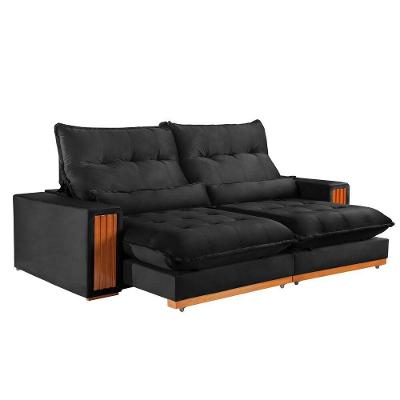 Sofá Capri 5 Lugares Retrátil e Reclinável 290CM Preto Rei de Casa