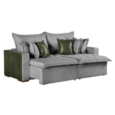 Sofá Cama Verona 3 Lugares Retrátil 220CM Cinza Linho Rei de Casa
