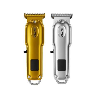 Máquina de Acabamento Visor LCD Profissional Recarregável Aparador de Cabelo USB Dourado e Prateado