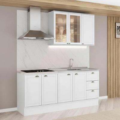 Cozinha Milla Patio 7 Portas 3 Gavetas MDF 200CM Branca Móveis Carraro
