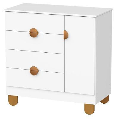 Cômoda Sapateira Apolo 4 Gavetas MDF Puxador Metal Branco Fosco Reller Móveis