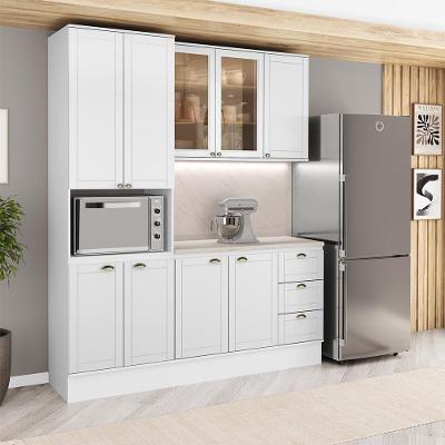 Cozinha Milla Linen 9 Portas 3 Gavetas MDF 190CM Branco Móveis Carraro